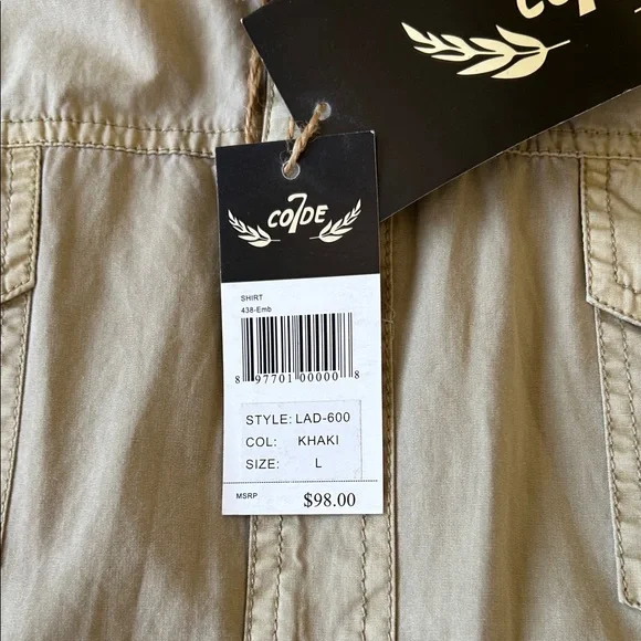 Men's Casual Button Down Shirt - Tan - Picture 9 of 16